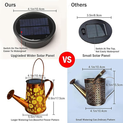 VOOKRY Solar Lights Outdoor Decoration, Large Retro Hanging Metal Solar Watering Can Lights Waterproof Sunflower Garden Decor Outside for Yard Lawn Patio Porch, Gifts for Women Mom Grandma Birthday