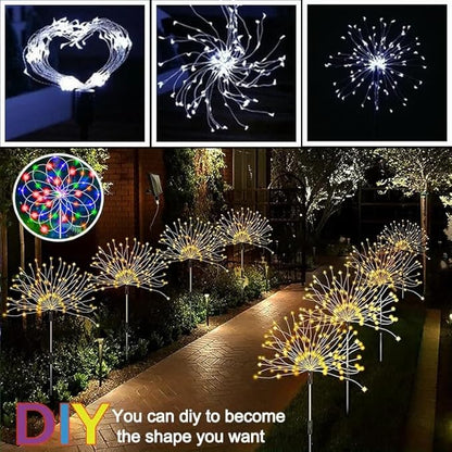 XIHAMA Solar Garden Lights 2 Pack 150 LED Fireworks Garden Lights Solar Lamp with 8 Lighting Modes Waterproof Outdoor Lamp for Lawn Backyard Flower Boxes Pathway