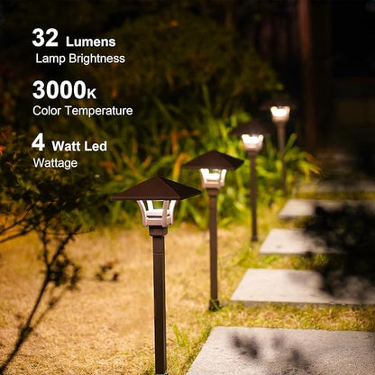 GOODSMANN Landscape Lighting Low Voltage Landscape Path Lights Oil Rubbed Bronze 4PK Path Lights Low Voltage 4W LED 32 Lumen 3000K Warm White with Cable Connectors