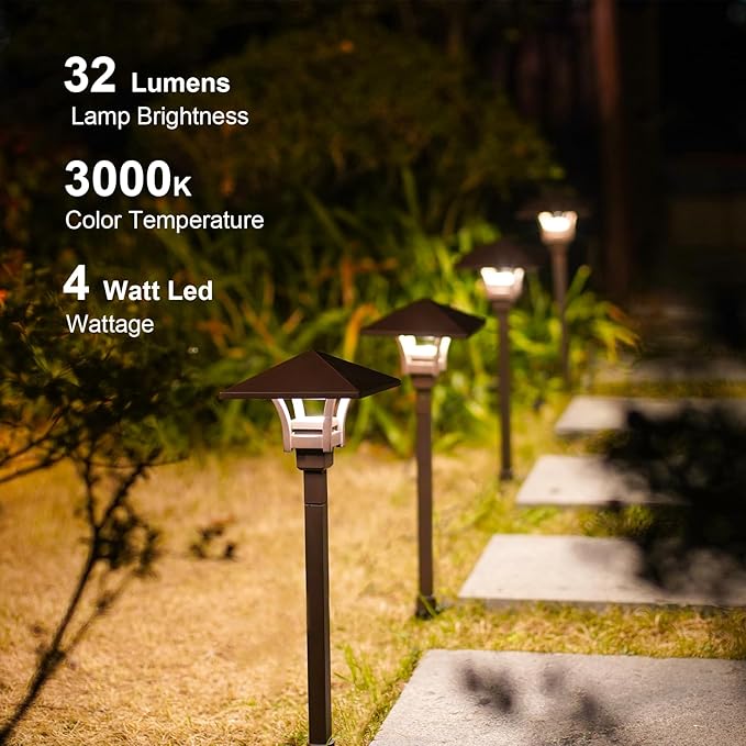 GOODSMANN Landscape Lighting Low Voltage Landscape Path Lights Oil Rubbed Bronze 8PK Path Lights Low Voltage 4W LED | Lumora