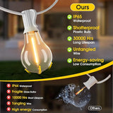 100FT Outdoor String Lights, LED Patio Lights with 32 Waterproof Shatterproof Dimmable A39 Hanging Bulbs(2 Spare) | Lumora