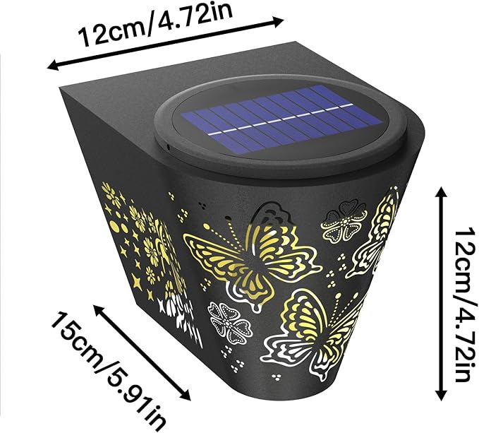 2 Pack Solar Fence Lights Outdoor Wall lihgts Decorations Metal Solar Deck Lights Waterproof LED Solar Powered Step | Lumora