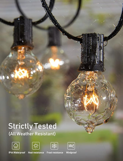 Brightown Outdoor String Lights, 25 Ft Globe Patio Lights with 25 Edison Glass Bulbs, UL Listed Waterproof Hanging Outside Lights for Backyard Balcony Party Decor, Not Connectable, 2 Pack