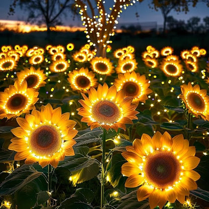 6 Pack Solar Lights Outdoor, Solar Flowers Outdoor Waterproof, Sunflower Garden Decor, Solar-Powered Lights for Yard Outside