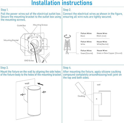 LEONLITE 9 Inch 5CCT Integrated Cylinder LED Down Light Outdoor, 110V-277V 12W Aluminum High-end Wall Sconce, IP65 ETL Exterior Light Fixture Wall Mount, 2700K/3000K/3500K/4000K/5000K, Pack of 2