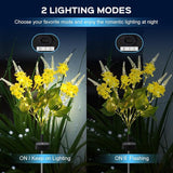 2 Pack Solar Garden Lights Outdoor, 2 Lighting Modes Warm White LED Waterproof Solar Powered Primrose Flowers | Lumora