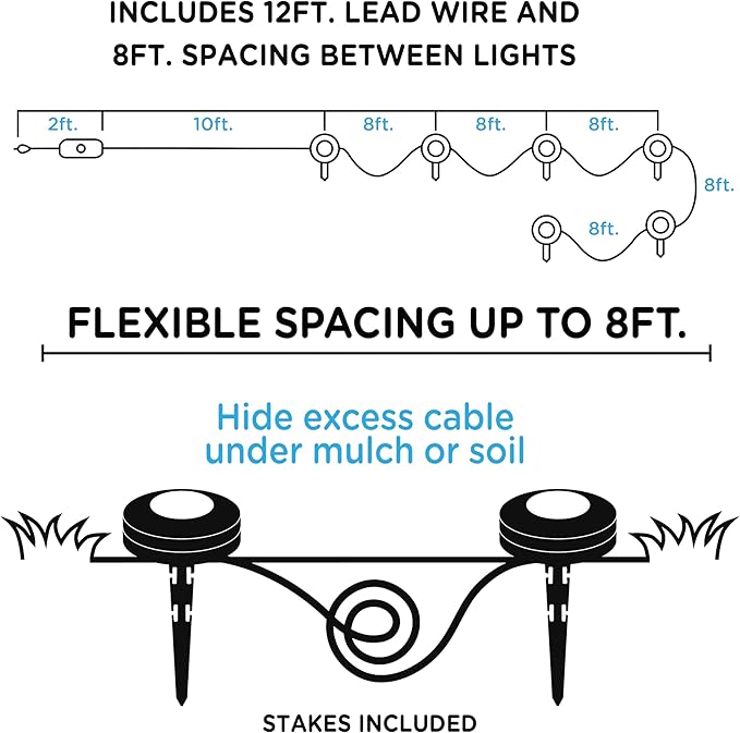 Enbrighten LED Ground Lights, 6 Path Lights, 40ft, Color Changing, Remote Control, Outdoor Path Lighting, Landscape Lighting for Yard, Garden, Patio, Walkway, 56067-S1