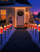 Set of 5 Christmas Candle Pathway Lights, Classic Red Outdoor Christmas Decorations for Yard, Weatherproof C7 LED | Lumora