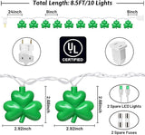 St Patricks Day Decorations Shamrock String Lights, 8.5FT Green Lucky Clover String Lights Waterproof with 10 Green | Lumora