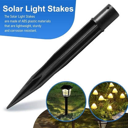 20PCS Solar Light Spikes 0.39", 0.64" Christmas Plastic Torch Lights Spikes for Outdoor Yard Garden, I.D.0.39 Inch/10MM, O.D 0.64 inch/16.3 MM, Replacement Stake for Solar Lights Pegs