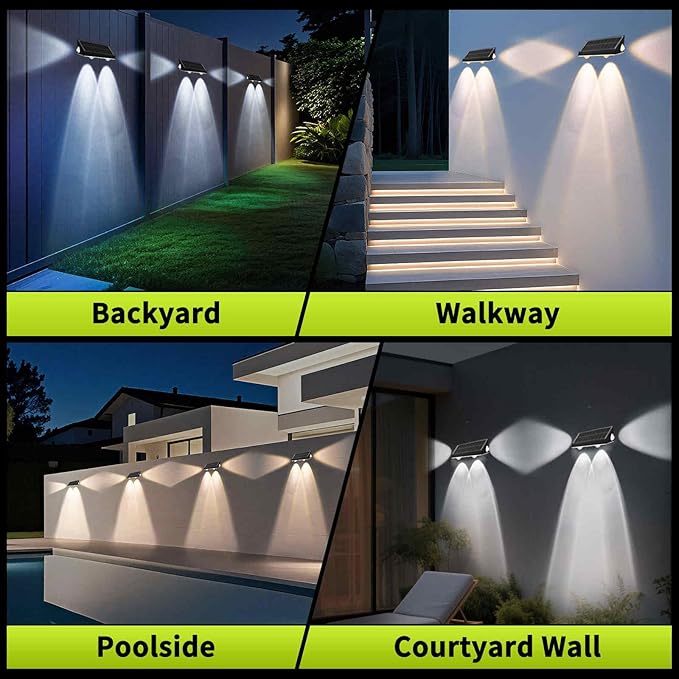 Solar Fence Lights Outdoor 12 Pack 3CCT Warm White Cool White 3-Way Solar Deck Lights IP65 Waterproof Fence Light for Outside Stairs Backyard