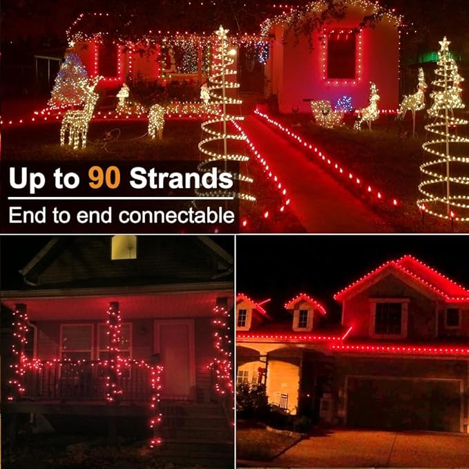 Brizled Red String Lights, 16ft 25 LED Faceted C9 Chrsitmas Lights, Connectable 120V UL Certified Tree Lights, Indoor Outdoor Christmas String Lights for Xmas, Patio, Party (Pack of 3)