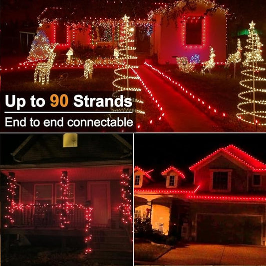 Brizled Red String Lights, 16ft 25 LED Faceted C9 Chrsitmas Lights, Connectable 120V UL Certified Tree Lights, Indoor Outdoor Christmas String Lights for Xmas, Patio, Party (Pack of 3)
