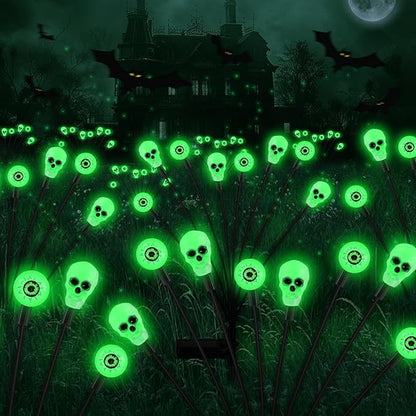 Solar Lights Outdoor,Halloween Decorations Outdoor, Scary Eyeball Lights,4PACKS 32LED,IP65 Waterproof,Halloween Decor for Garden/Yard/Patio/Lawn/Pathway(Green)