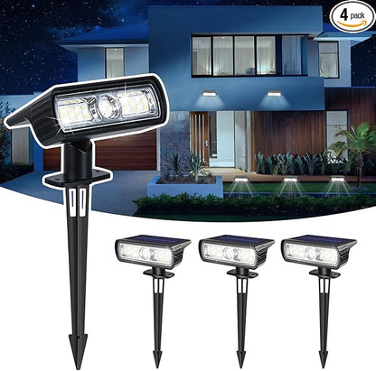 Toodour Solar Spot Lights Outdoor, 4 Pack Solar Christmas Lights Outdoor with 2 Modes, Waterproof Solar Powered Flood Lights Landscape Lighting for Yard Garden Pathway Walkway Xmas Decor - Cool White