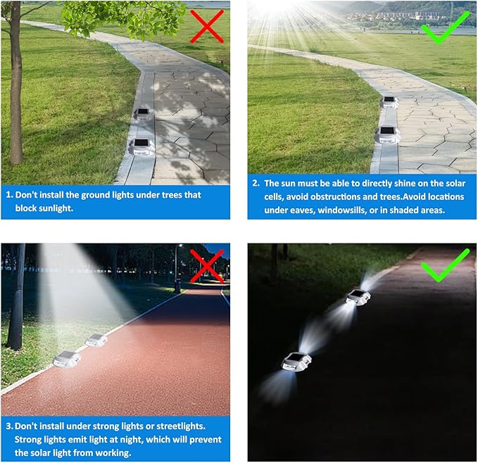 JIGUOOR Solar Deck Lights LED Driveway Lights Solar Powered Dock Light Outdoor IP68 Waterproof Road Markers for | Lumora