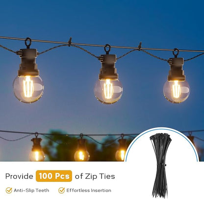 String Light Hanging Kit with 164FT Vinyl Coated Stainless Steel 304 Wire Rope Suspension Kit Included Enough Accessories with Turnbuckles and Hooks for Patio, Garden and Wedding Lighting
