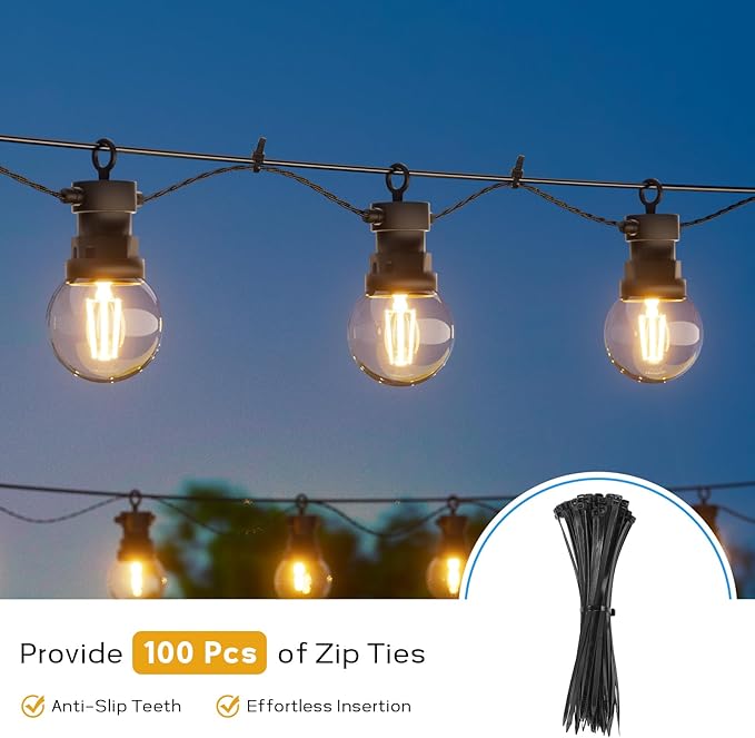String Light Hanging Kit with 200FT Vinyl Coated Stainless Steel 304 Wire Rope Suspension Kit Included Enough | Lumora