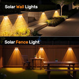 NIORSUN Solar Fence Lights,6 Pack Deck Light,Led Outdoor Lights Warm White + RGB Wall Lights,IP45 Solar Powered | Lumora