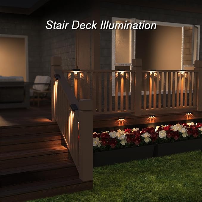 Bridika 12 Pack Solar Deck Lights - Outdoor Waterproof, Led 30 Lm Bright, Solar Powered, Fence Lights for Steps, Stairs, Railing, Patio and Backyard (Warm White)