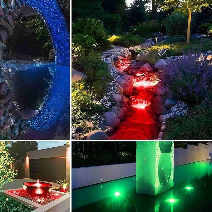 Solar Lights, Garden Outdoor Proof Water, LED Solar Pathway Lights with 3 Adjustable Heads, Stake Included, 2200mAh Battery, for Landscape, Yard, Pool, Walkway (Warm White, (Colored Light)