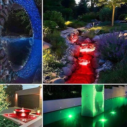 Solar Lights, Garden Outdoor Proof Water, LED Solar Pathway Lights with 3 Adjustable Heads, Stake Included, 2200mAh Battery, for Landscape, Yard, Pool, Walkway (Warm White, (Colored Light)