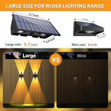 Solar Fence Lights,6Pack Solar Lights Outdoor Warm White + RGB Up & Down Waterproof 100 Lumens Dusk to Dawn Large | Lumora