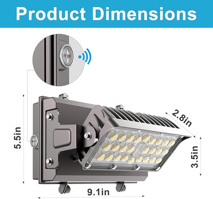 Lightdot 6Pack 150W LED Wall Pack Lights, 360° Adjustable Panel with Dusk to Dawn Photocell, 22500Lm 5000K, IP65 Waterproof & Advanced Heat Dissipation Outdoor Security Lighting(Height:10~20ft)