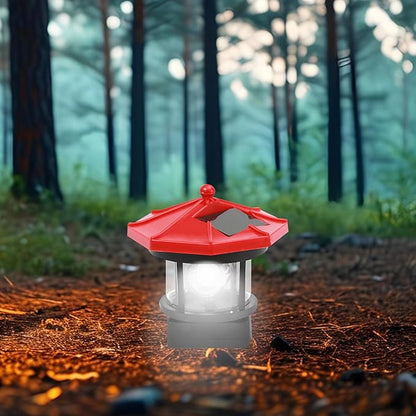Uonlytech Solar LED Lighthouse Waterproof Landscape Lamp Garden Lamp for Outdoor Lawn Patio Pond Ornament Decoration Red