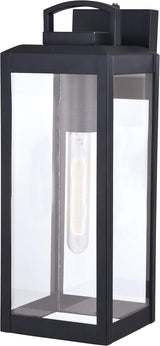 VAXCEL Kinzie Outdoor Porch Light, 6" W x 16.75" H Black Outdoor Lantern, Modern Dusk to Dawn Wall Light for Porch | Lumora
