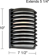 John Timberland Black Grid Modern Industrial Outdoor Wall Light Fixture 10" Frosted Glass Shade for Exterior Barn | Lumora