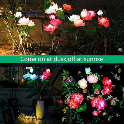 Solar Garden Lights Upgraded Solar Lotus Flower Lights, Solar Lights Outdoor for Garden, Patio, Yard Decoration, 7 Color Changing Solar Decorative Lights(2 Pack)