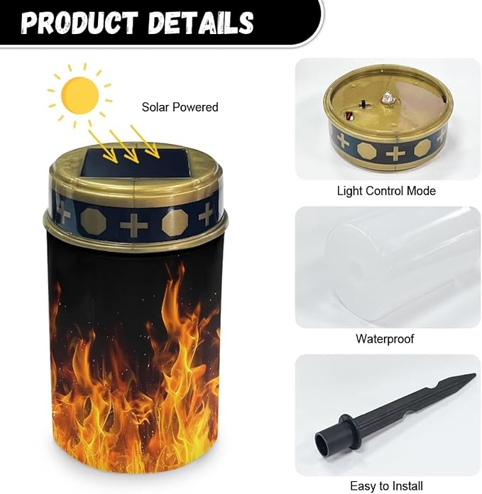 ZOUTAIRONG Fire Flame Solar Light for Cemetery Grave Solar Garden Lights Landscape Lighting & Accessories Solar Pathway Lights Outdoor Cemetery Solar Lights for Grave Solar Lights