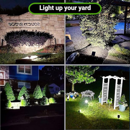 Claoner 32 LED Outdoor Solar Spot Lights, IP65 Waterproof Solar Landscape Spotlights, 3 Modes Outdoor Solar Lights, Solar Powered Spot Lights Outdoor for Yard Garden Patio - Cold White/4 Pack