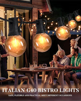 Lightdot 150FT Outdoor String Lights, LED Bistro String Lights with Shatterproof G40 Vintage Bulbs, 2200K Dimmable | Lumora