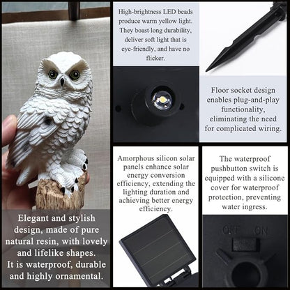 Solar Lights Outdoor, Decorative Animal & Flower Shaped Landscape Lights with Warm/Colorful LED, Auto On/Off Waterproof Solar Powered Decor for Yard Lawn Patio Gift Idea (Warm-Owl-1Pack)