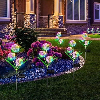 Ulalaza 2pcs Garden Solar Lights Multi-Color Changing LED Flower Stake Light Decorative Landscape Diameter of The Flower Ball is 80mm/3inch Height 700mm/28inch of LED