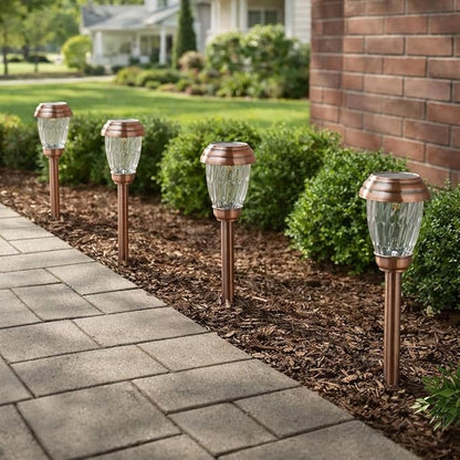 8 Pack Solar Pathway Lights Outdoor, IP65 Waterproof Dusk to Dawn Warm White Landscape Lighting - Stainless Steel Glass Garden Yard Walkway Lights