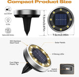 Solar Ground Lights, 18 Pack Flat Solar Light Outdoor Waterproof, Bright LED Solar Disc Lights, 3000K Warm White | Lumora