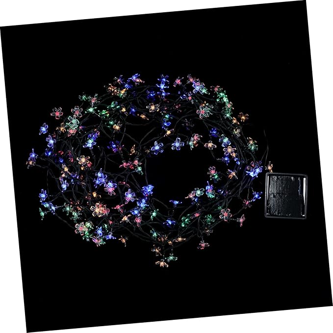Solar Powered Cherry Blossom String Lights Outdoor LED Flower-Shaped Patio String Lamp with Lighting Modes for Garden Wedding Festival Decoration
