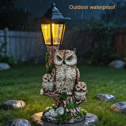 Solar Garden Owl Statue Lights,Large Owl Figure with Solar Lights Lantern,for Outdoor Landscapes, Courtyards, Paths,Outside Patio Lawn Sculpture Decorated，Gifts for Women, Owl Lovers