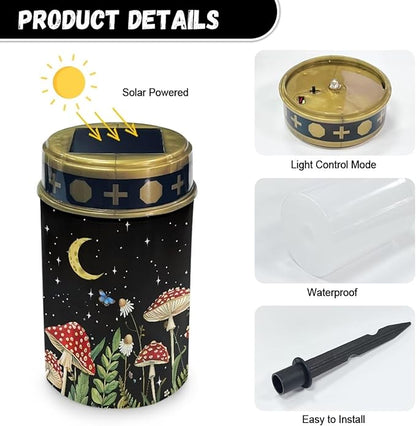 Mushroom Nights Solar Stake Lights Multipurpose Solar Pathway Lights Cemetery Decorations for Grave Outdoor Lights Landscape Decoration Sympathy Remembrance Memorial Gift