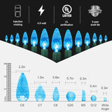 70 Count C6 LED Christmas Lights - 35.5ft Aqua String Lights, Indoor/Outdoor, Commercial Grade, Waterproof, UL | Lumora