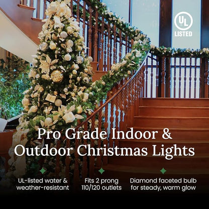 Pro Christmas M5 LED Christmas Lights - 70 Count Mini 5mm String Lights - Professional Grade Indoor/Outdoor Commercial Holiday Light Set for Trees, Bushes, & Décor - Purple