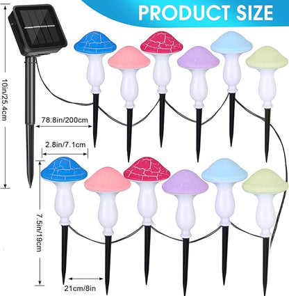 Reginary 12 Pcs Outdoor Lamp Solar Mushroom Light up Garden Mushroom Lights 8 Modes Waterproof Lamp Outside Decor for Holiday Yard Patio Pathway Lawn Ornament(Multicolored,Crack)