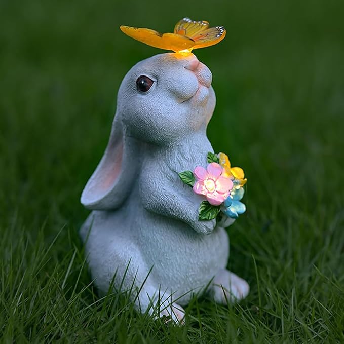Solar Rabbit Decor for Easter Gifts with Waterproof Outdoor Bunny Lights Lawn Ornaments Bunny Statue Gifts for Garden for Yard Patio Home Decorations.
