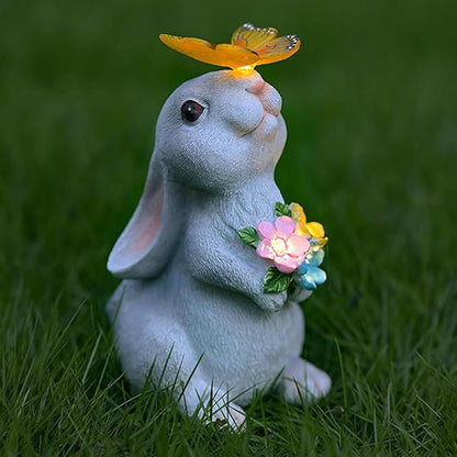 Solar Rabbit Decor for Easter Gifts with Waterproof Outdoor Bunny Lights Lawn Ornaments Bunny Statue Gifts for Garden for Yard Patio Home Decorations.