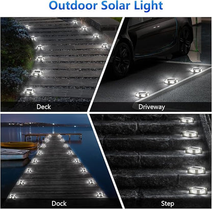 T-SUN Solar Deck Lights Outdoor, 24 Pack Solar Driveway Lights for Outside, 6000K Modes Dock Deck Light Solar Powered Waterproof, Step Light for Yard Pathway Walkway Sidewalk Stair
