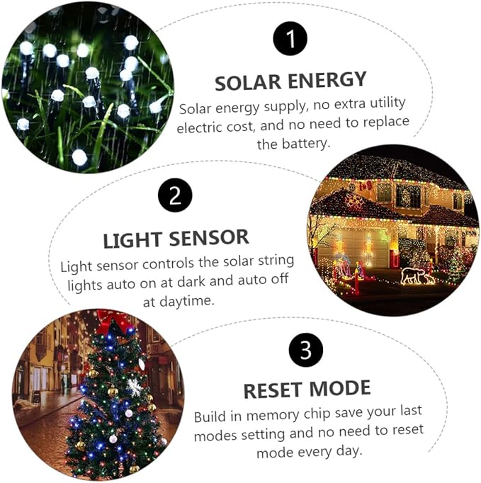 Veemoon 2 Sets 10M Waterproof Solar Powered LED String Lights 100 LED Fairy Lights for Outdoor Garden Decor for Christmas Patios Trees and Parties