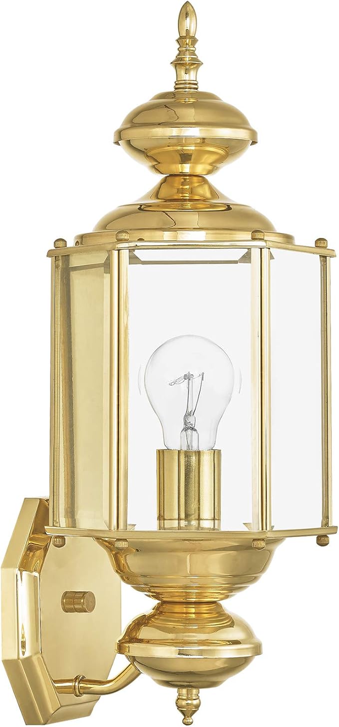 Livex Lighting 2006-02 Basics 1 Light PB Outdoor Wall Lantern, Polished Brass | Lumora
